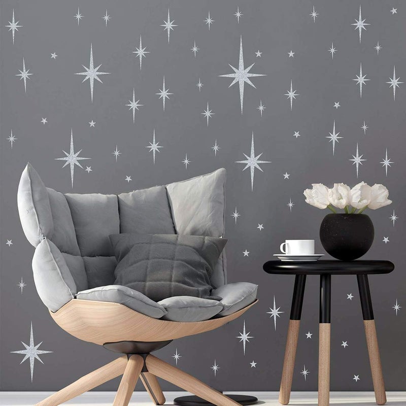 Easma Retro Starburst Wall Decals Star Wall Stickers Atomic Star Walls Decals Geometric Walls Decor Modern Nursery Decor Peel and Stick Stars(116pcs) - Image 4