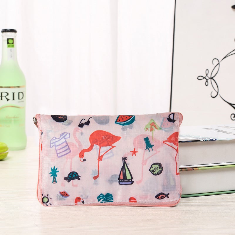 Korean Style Wallet Folding Shopping Bag Powder Flamingo 