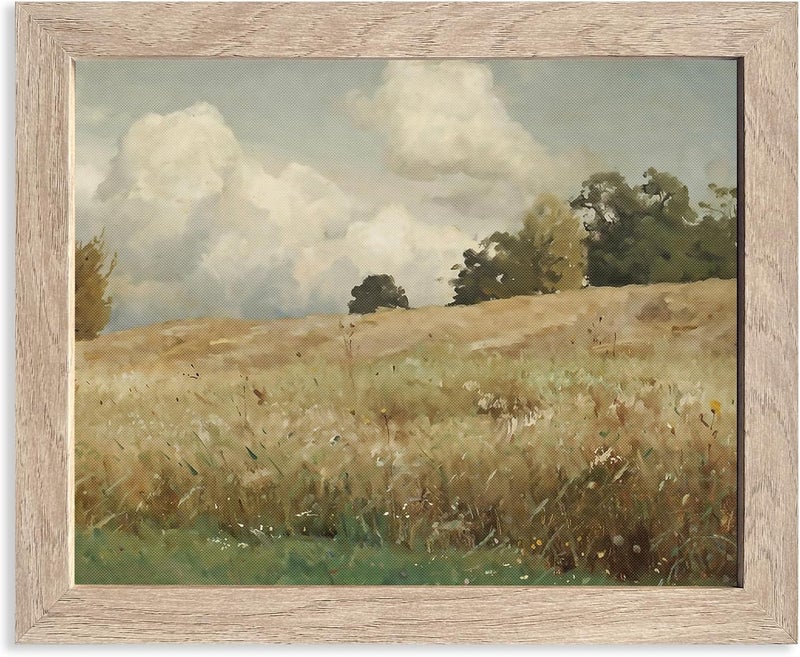 HoozGee Gustaf Rydberg 'Grain Fields' Framed Canvas Wall Art - Vintage Swedish Landscape Painting Reproduction, Rustic Farmhouse Decor with Wood Frame (11"x14" FRAME) - Image 1