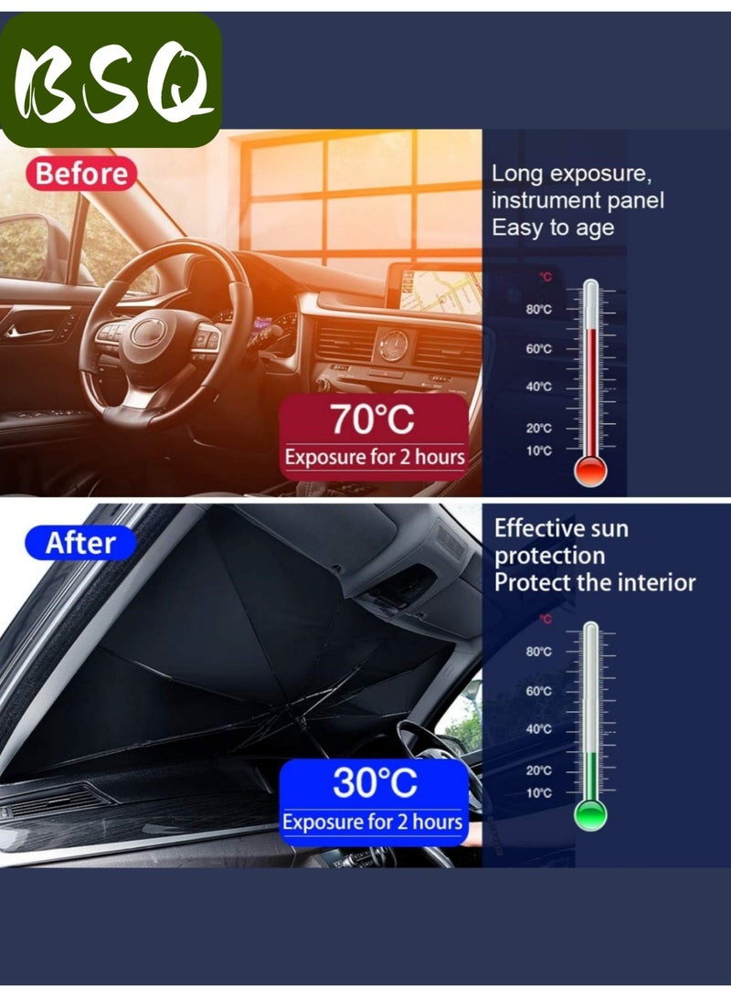 BSQ Car Sunshade | Foldable Car Windshield Sunshade – UV Protection and Heat Insulation | Easy-to-Use Sun Visor | Large Size - Image 5
