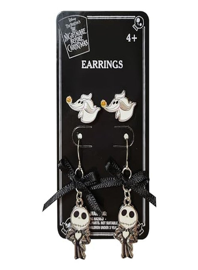 LUV HER Jack Skellington Gothic Jewelry: 2 Hypoallergenic Earrings for Girls (1 Stud & 1 Fishhook Drop) with Charms One Size Fits All Girls The Nightmare Before Christmas Ages 4+ - Image 3