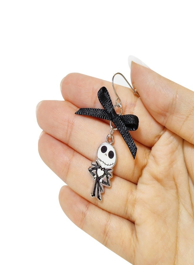 LUV HER Jack Skellington Gothic Jewelry: 2 Hypoallergenic Earrings for Girls (1 Stud & 1 Fishhook Drop) with Charms One Size Fits All Girls The Nightmare Before Christmas Ages 4+ - Image 4