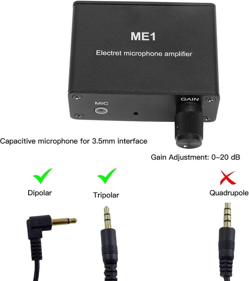 FTVOGUE Adjustable Gain Electret Microphone Amp, 3.5mm Input, 150mah Lithium Battery, 10H Playtime for Phone, PCAmplifiers & Effects - Image 5