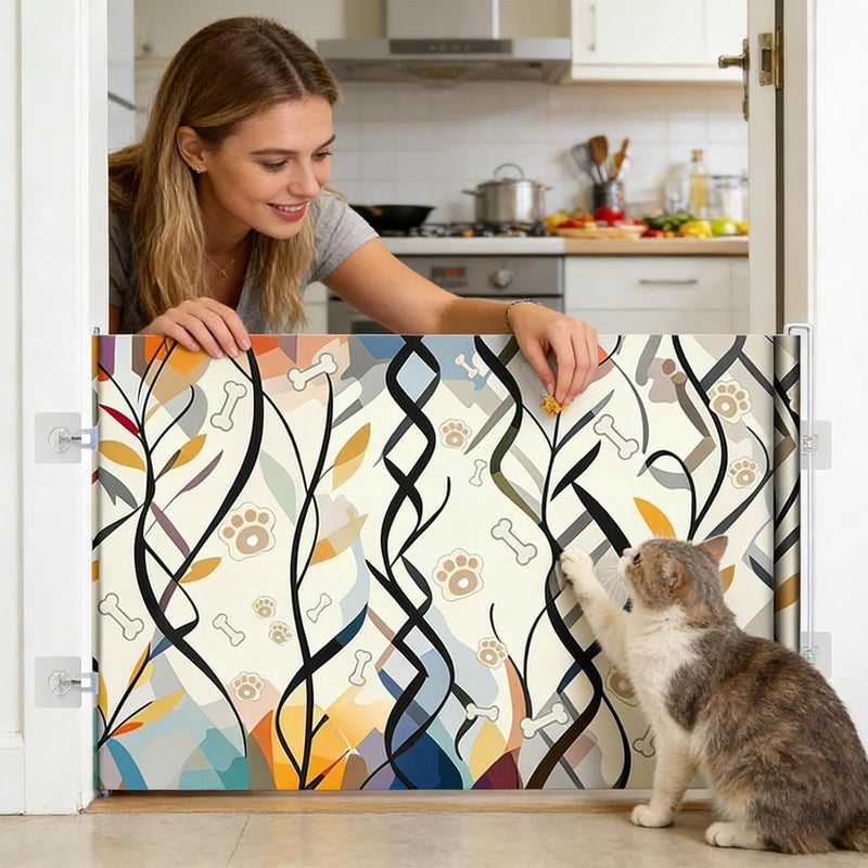 Dog Gate for Stairs,Retractable Puppy Safety Fence,Small Pet Gate Indoor | for Staircase Hallway Doorway Kitchen Bedroom Bathroom Home House Apartment - Image 2