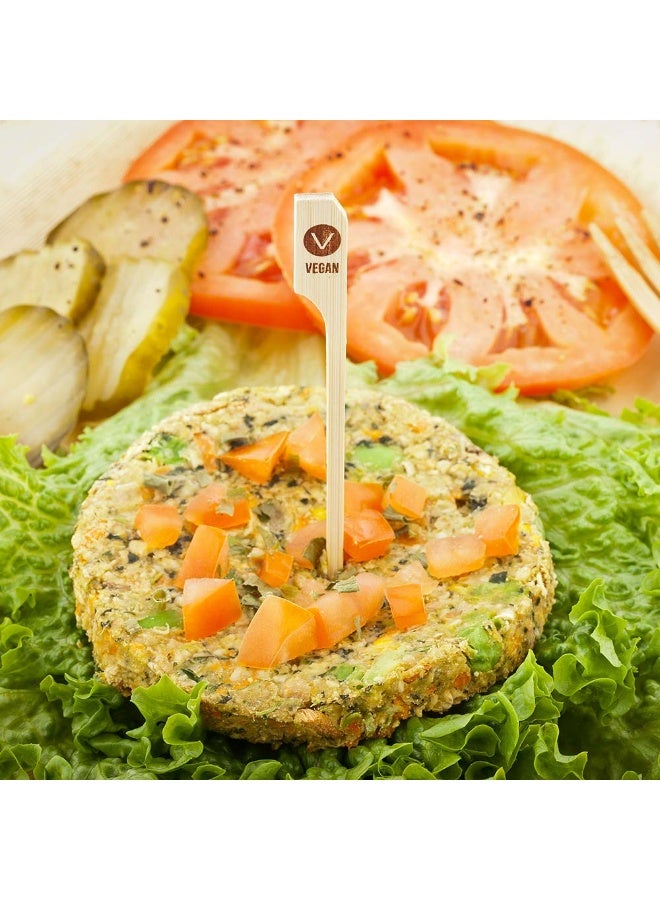 Restaurantware RW Smart 4 Inch Vegan Food Markers, 1000 Disposable Bamboo Food Picks - Paddle Head, Sturdy, Bamboo Decorative Picks, Sustainable, For Serving Appetizers, Desserts And Cocktails - Image 3