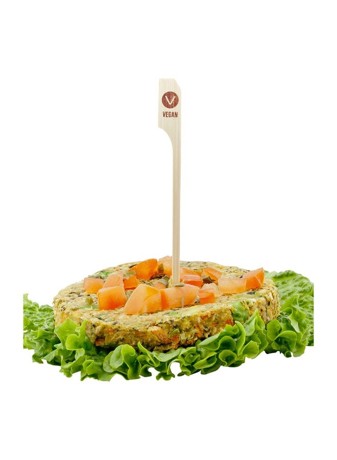 Restaurantware RW Smart 4 Inch Vegan Food Markers, 1000 Disposable Bamboo Food Picks - Paddle Head, Sturdy, Bamboo Decorative Picks, Sustainable, For Serving Appetizers, Desserts And Cocktails - Image 2