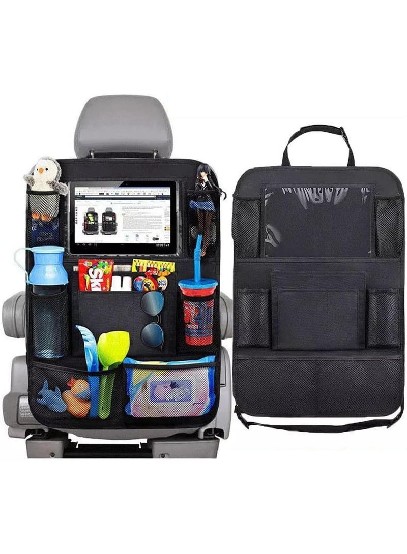 Car Backseat Organizer,Kick Mats Back Seat Protector with Touch Screen Tablet Holder, Car Back Seat Organizer for Kids, Kick Mat with 9 Storage Pockets, Car Travel Accessories, 2 Pack - Image 1