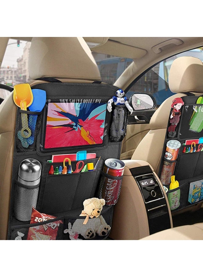 Car Backseat Organizer,Kick Mats Back Seat Protector with Touch Screen Tablet Holder, Car Back Seat Organizer for Kids, Kick Mat with 9 Storage Pockets, Car Travel Accessories, 2 Pack - Image 2
