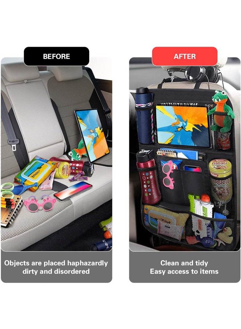Car Backseat Organizer,Kick Mats Back Seat Protector with Touch Screen Tablet Holder, Car Back Seat Organizer for Kids, Kick Mat with 9 Storage Pockets, Car Travel Accessories, 2 Pack - Image 3