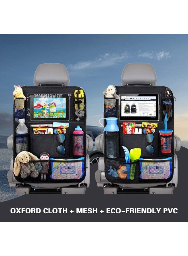 Car Backseat Organizer,Kick Mats Back Seat Protector with Touch Screen Tablet Holder, Car Back Seat Organizer for Kids, Kick Mat with 9 Storage Pockets, Car Travel Accessories, 2 Pack - Image 4
