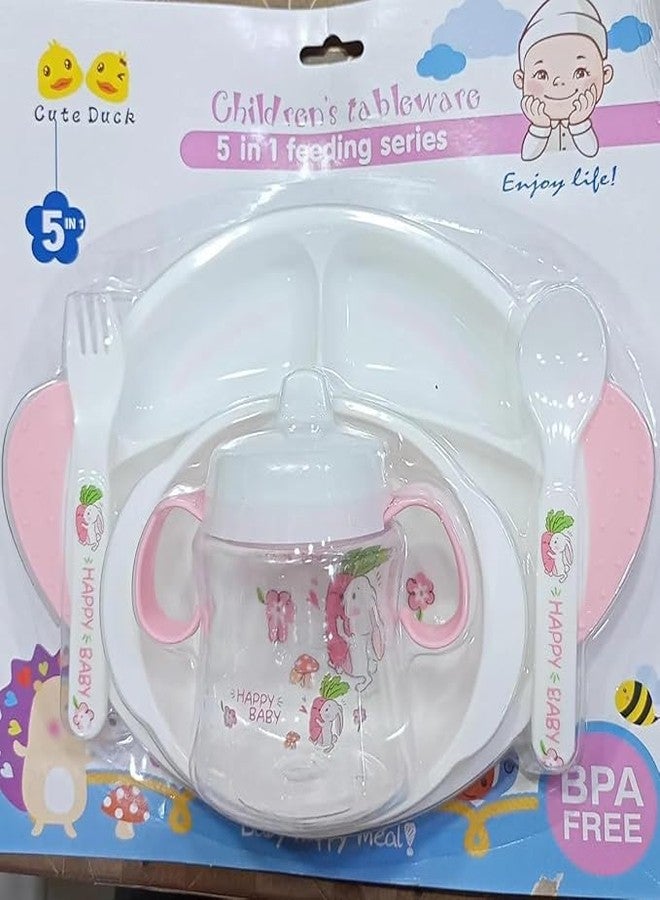 Cazuela Baby Feeding Set Baby Tableware Plate Spoon Fork Milk Water Bottle Full Set Baby Feeding Tools (5 in 1) - Image 3