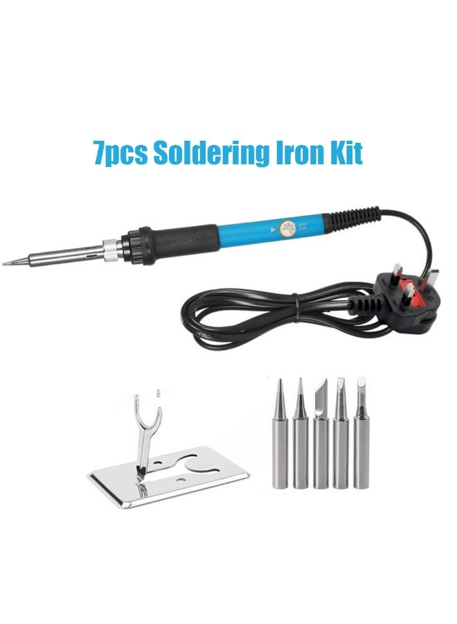 MJZ 7pcs Soldering Iron Kit,  Electric Soldering Iron 60W Adjustable Temperature Welding Iron Kit + 5 Replacement Soldering Tips Set for Welding Circuit Board Appliance Repair and Home DIY - Image 1