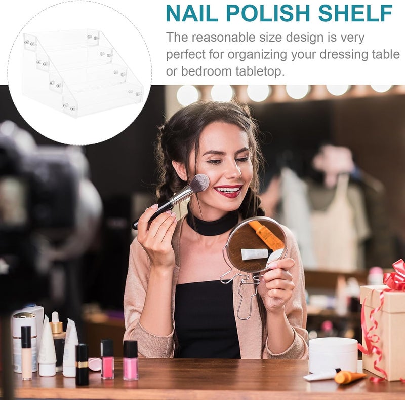 Acrylic Nail Polish Rack 4-Tier Manicure Storage Organizer Display Shelf for Salon and Home Nail Tool Holder - Image 3
