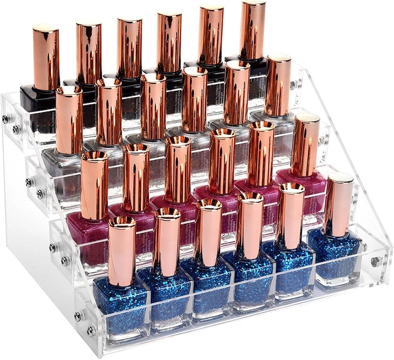 Acrylic Nail Polish Rack 4-Tier Manicure Storage Organizer Display Shelf for Salon and Home Nail Tool Holder - Image 4