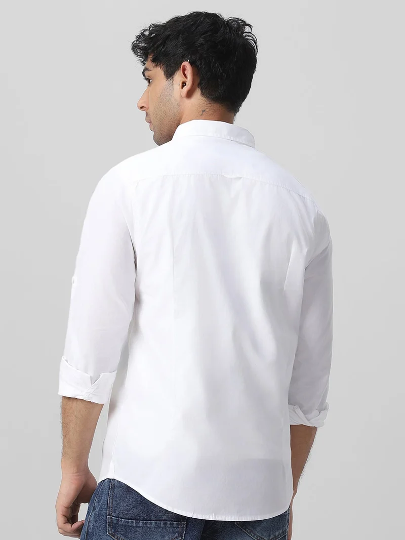 Urbano Fashion  Urbano Fashion Men's White Cotton Full Sleeve Regular Fit Casual Solid Shirt for Men | Best Price UAE