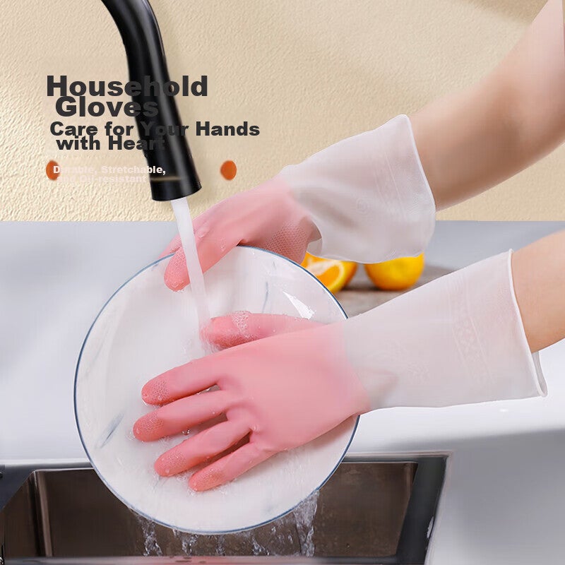 Guangduola Dishwashing Gloves, Kitchen Cleaning Gloves, Household Laundry Gloves, Durable Waterproof Non-Slip Gloves, Thin, 3 Pairs Per Pack - Image 2