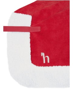 horze HORZE Santa Christmas Fleece Horse Quarter Sheet Riding Blanket with Faux Fur - Red - Horse  - Image 2
