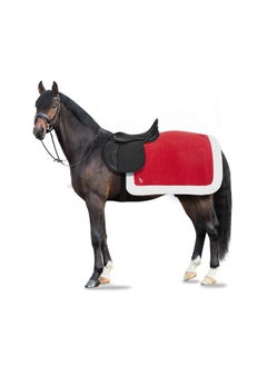 horze HORZE Santa Christmas Fleece Horse Quarter Sheet Riding Blanket with Faux Fur - Red - Horse  - Image 1