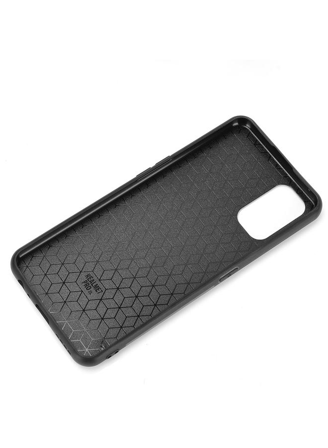 اس-توب جراب لهاتف OPPO Realme 7 Pro مقاوم للصدمات بنمط جلد البقر المخيط من مادة PC + PU + TPU - Image 4