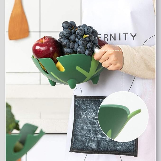 GREECHO Leaf Fruit Basket Unique Decorative Food Serving Tray Leaf Shape Vegetable Wash Store Basket Strainer for Kitchen Countertop and Dining Table Pack of 2 - Image 3