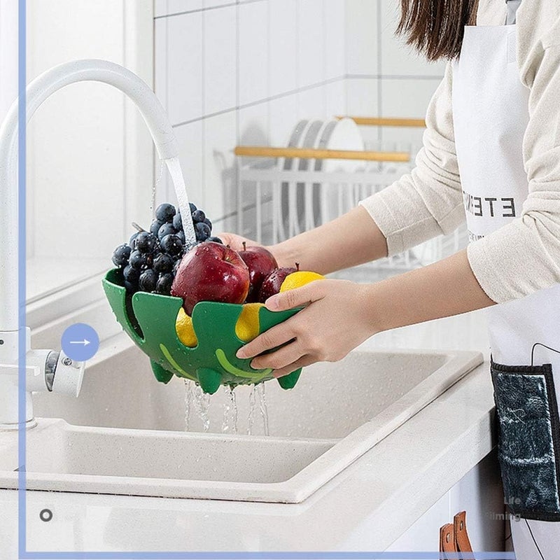 GREECHO Leaf Fruit Basket Unique Decorative Food Serving Tray Leaf Shape Vegetable Wash Store Basket Strainer for Kitchen Countertop and Dining Table Pack of 2 - Image 5