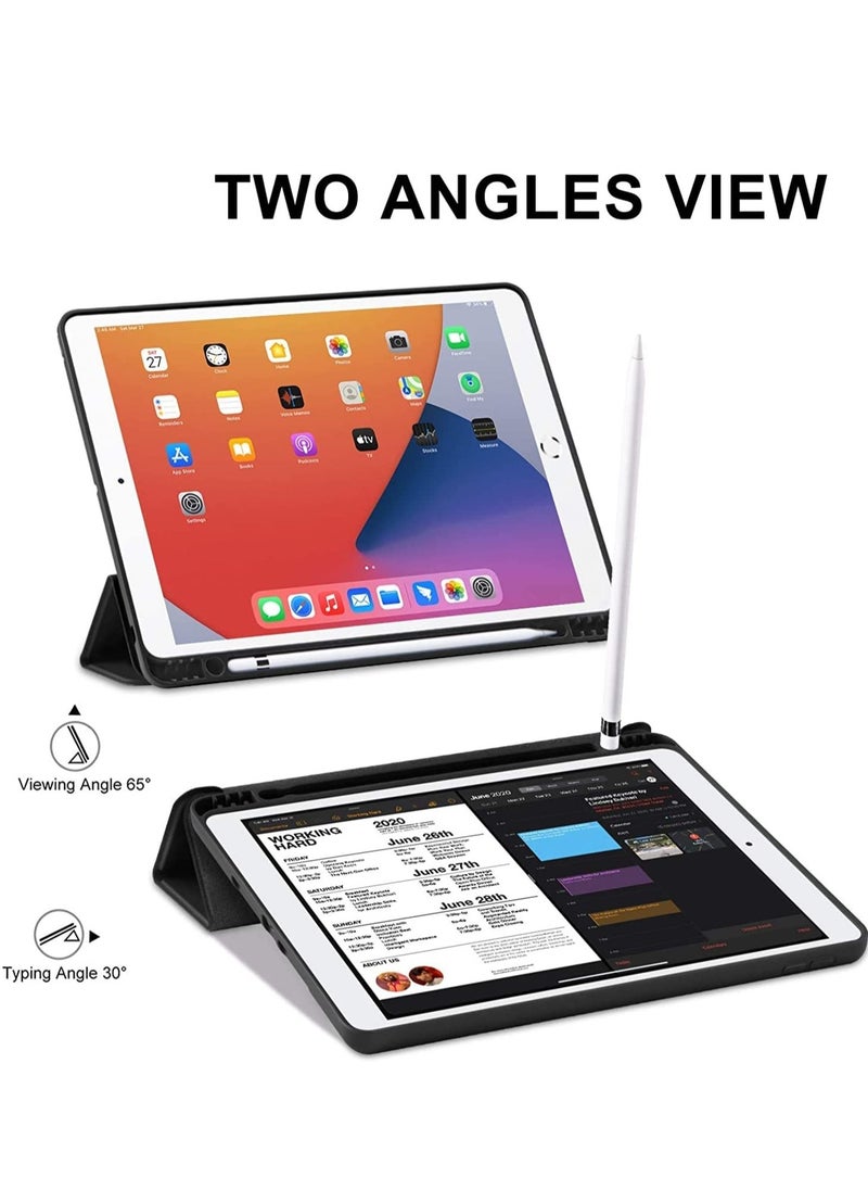 iPad 6th Generation Case, iPad 5th Generation Case with Pencil Holder, Premium Folio Folding Stand Smart Auto Wake/Sleep Protective Tablet Case Cover for Apple iPad 9.7 Inch 2018/2017, (Black)