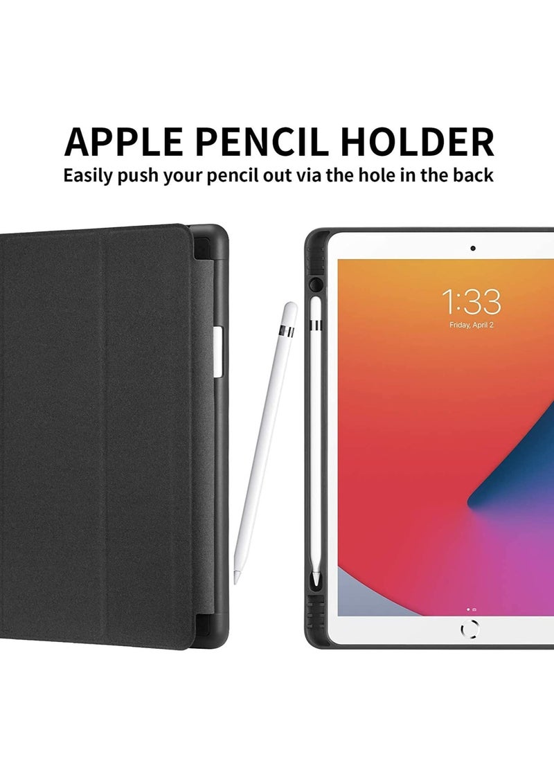 iPad 6th Generation Case, iPad 5th Generation Case with Pencil Holder, Premium Folio Folding Stand Smart Auto Wake/Sleep Protective Tablet Case Cover for Apple iPad 9.7 Inch 2018/2017, (Black)