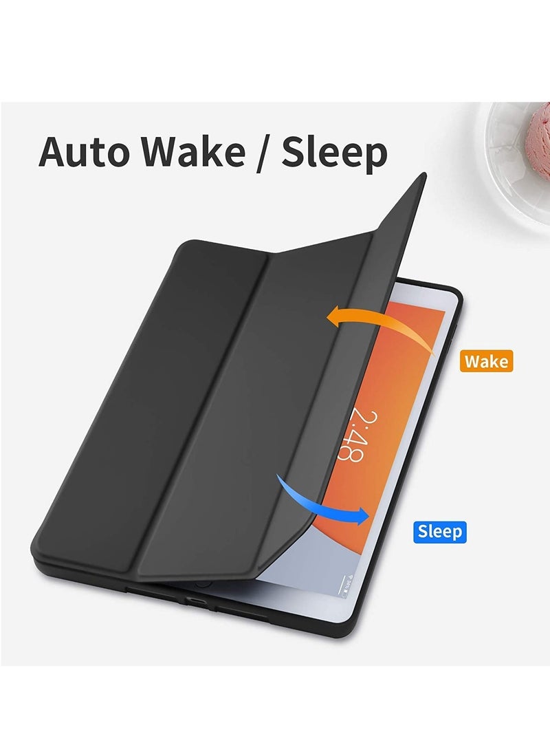 iPad 6th Generation Case, iPad 5th Generation Case with Pencil Holder, Premium Folio Folding Stand Smart Auto Wake/Sleep Protective Tablet Case Cover for Apple iPad 9.7 Inch 2018/2017, (Black)