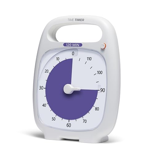 TIME TIMER PLUS 120 Minute Desk Visual Timer Countdown Timer with Portable Handle for Classroom, Office, Homeschooling, Study Tool, with Silent Operation (White) - Image 4