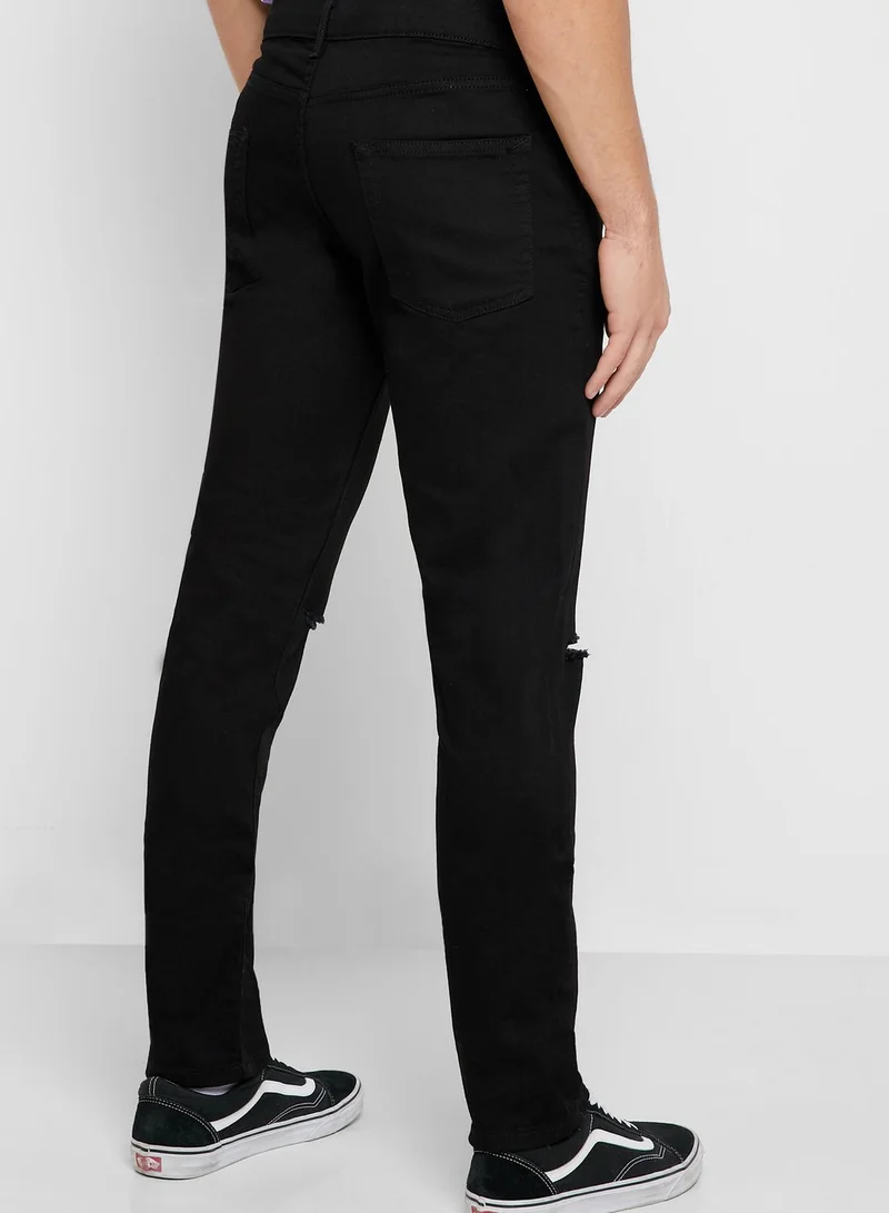 TOPMAN Ripped Slim Fit Jeans