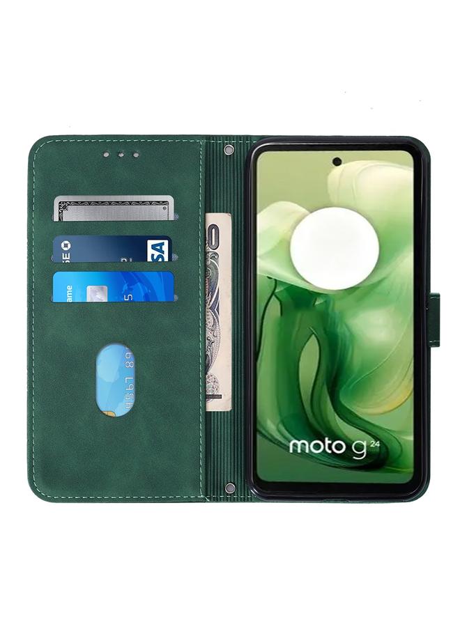 اس-توب جراب لهاتف Motorola Moto G04 4G / G24 4G جراب هاتف جلدي قابل للطي منقوش ثلاثي الأبعاد - Image 5