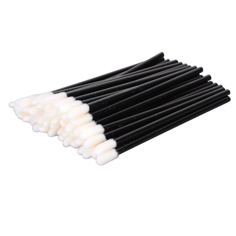 100Pcs Disposable Lip Brushes Lightweight Comfortable Odorless Safe Lipstick Brush Applicator with Black Rod - Image 1