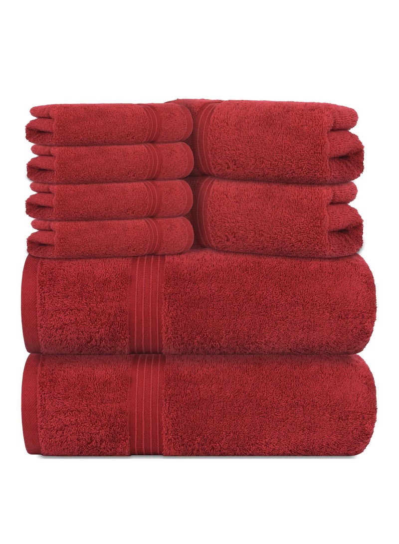 بليس كاسا مجموعة مناشف بليس كاسا مكونة من 8 قطع؛ منشفتا حمام ومنشفتا يد و4 مناشف - 550 جرام لكل متر مربع 100% قطن ممشط سريع الجفاف وفوط حمام سميكة عالية الامتصاص - جودة فندقية ناعمة للحمام والمنتجعات الصحية - Image 5