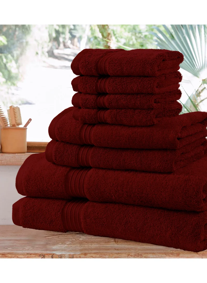 Bliss Casa Bliss Casa 8 Piece Towel Set; 2 Bath Towels, 2 Hand Towels and 4 Washcloths - 550 GSM 100% Combed Cotton Quick Dry Highly Absorbent Thick Bathroom Towels - Soft Hotel Quality for Bath and Spa