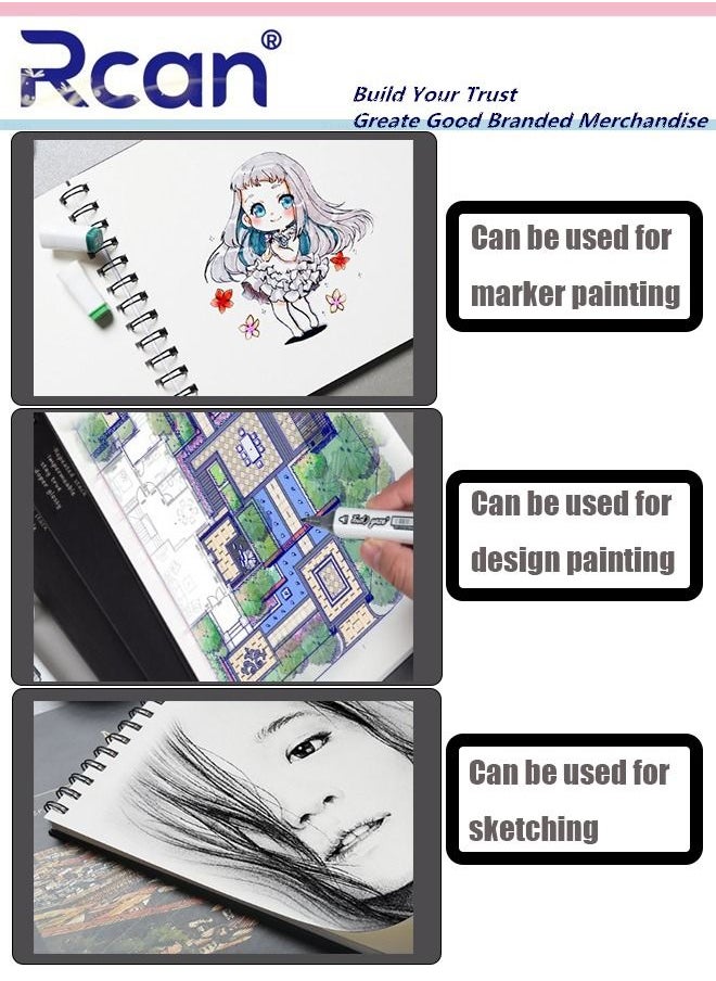 Rcan 8K Art Sketchbook Spiral Binding Perforated Thickened Marker HardCover Graffiti Drawing Book Pad Blank Notebook Acid Free Travel Diary Suitable for Beginners Art Students Children 50 Sheets  - Image 5