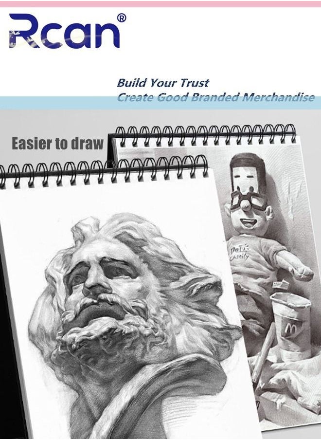 Rcan 8K Art Sketchbook Spiral Binding Perforated Thickened Marker HardCover Graffiti Drawing Book Pad Blank Notebook Acid Free Travel Diary Suitable for Beginners Art Students Children 50 Sheets  - Image 3