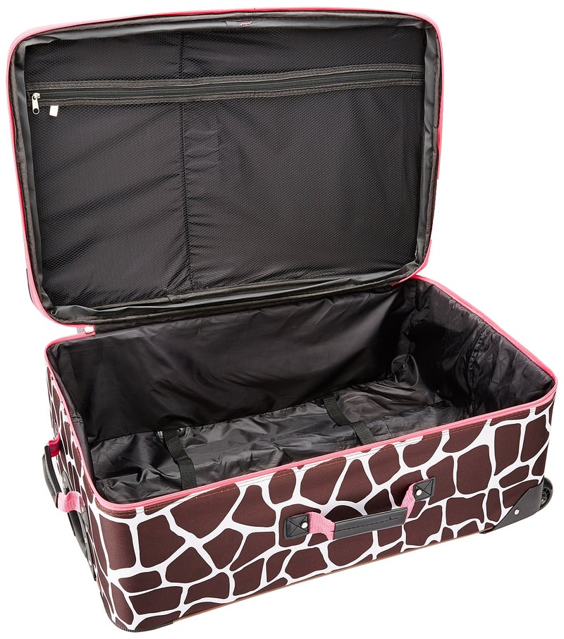 Rockland Vara Softside 3-Piece Upright Luggage Set,Expandable, Pink Giraffe, (20/22/28) - Image 3
