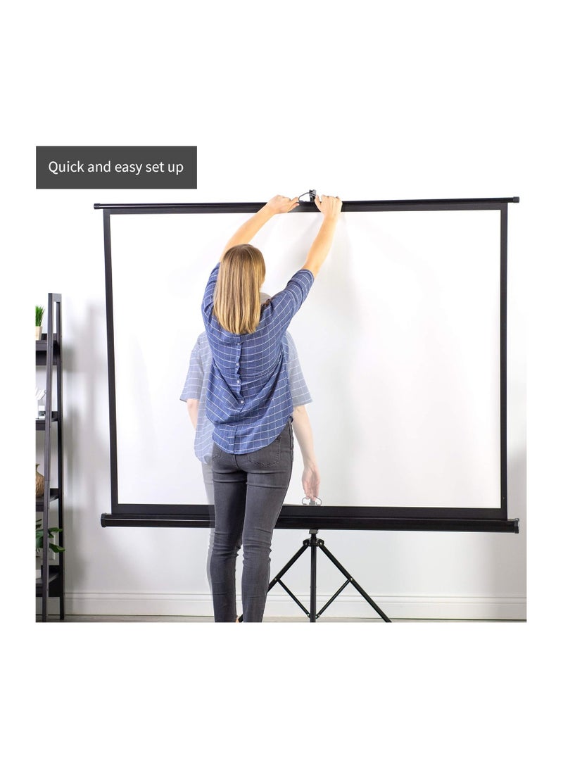 Hanaiette 100 inch Portable Indoor Outdoor Projector Screen, 100 Inch Diagonal Projection HD 4:3 Projection, 4K 3D 1080P HD Pull Up Foldable Stand Tripod(203X194CMS) - Image 3