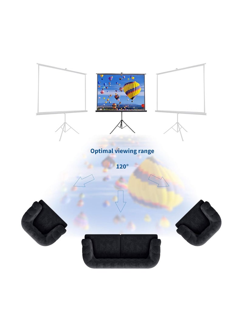 Hanaiette 100 inch Portable Indoor Outdoor Projector Screen, 100 Inch Diagonal Projection HD 4:3 Projection, 4K 3D 1080P HD Pull Up Foldable Stand Tripod(203X194CMS) - Image 4