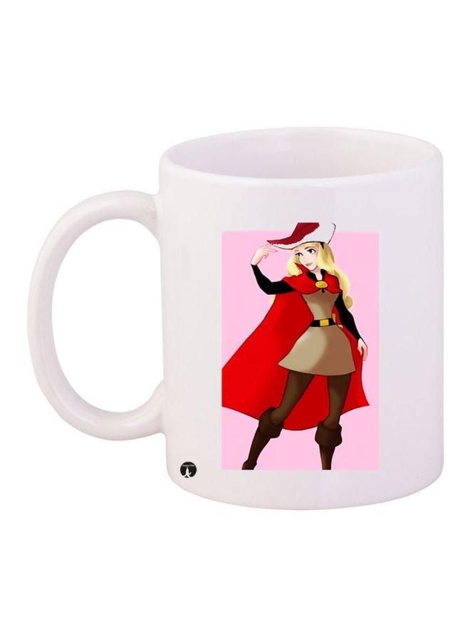 RYN Cartoon Character Printed Coffee Mug White/Pink/Brown 11ounce