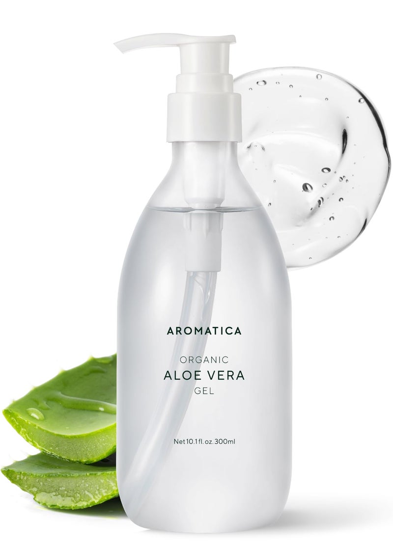 AROMATICA Organic Aloe Vera Gel 10.14oz/300ml, After Sun Care And Sunburn Relief with Pure Aloe Vera Gel Face&Hair, Sun Burn Moisturizer EWG Verified - Image 1
