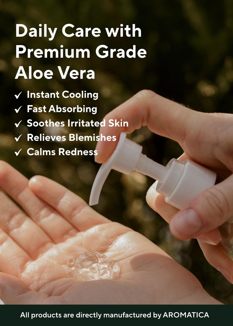 AROMATICA Organic Aloe Vera Gel 10.14oz/300ml, After Sun Care And Sunburn Relief with Pure Aloe Vera Gel Face&Hair, Sun Burn Moisturizer EWG Verified - Image 4