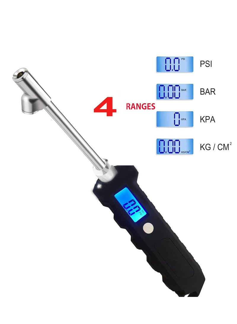 Oasisgalore 230 PSI Dual Head Digital Tire Pressure Gauge for Truck SUV, Stainless Steel, with Backlit LCD & Flashlight.  - Image 4