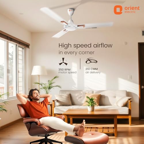Orient Electric أورينت إليكتريك 1200 مم أبيكس برايم | ضمان 5 سنوات من أورينت | سرعة محرك 350 دورة في الدقيقة | مروحة موفرة للطاقة بتصنيف BEE نجمة واحدة | شفرات ألمنيوم مقاومة للصدأ | حلقة زخرفية وتقليمات | أبيض، عبوة من 1 - Image 2