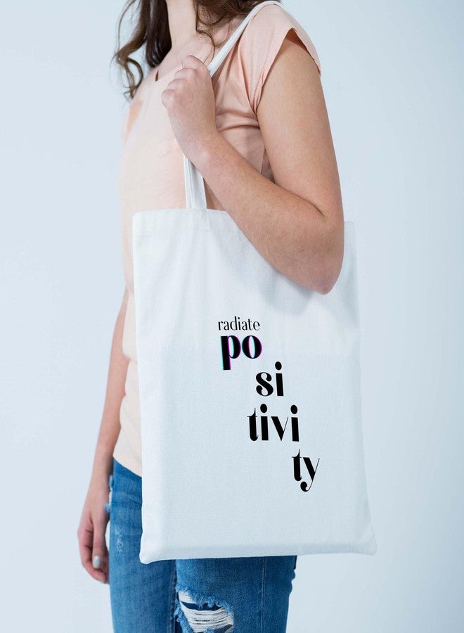 ARTBUG Tote Bag for Women, Aesthetic, Stylish, Ecofriendly, For College Girls, Office, Beach and Outings -Radiate Positivity Printed Canvas D - 353 - Image 2
