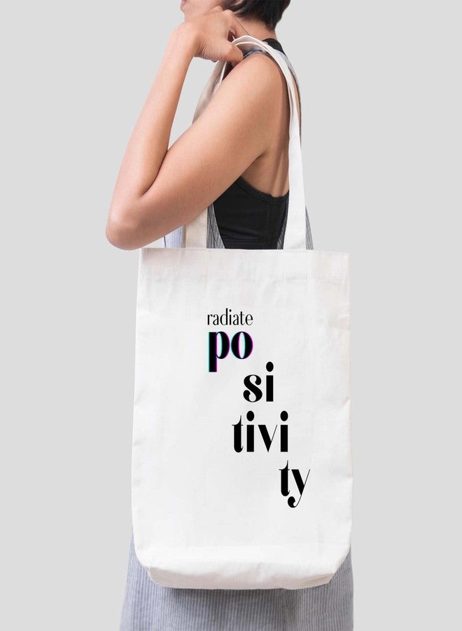 ARTBUG Tote Bag for Women, Aesthetic, Stylish, Ecofriendly, For College Girls, Office, Beach and Outings -Radiate Positivity Printed Canvas D - 353 - Image 3