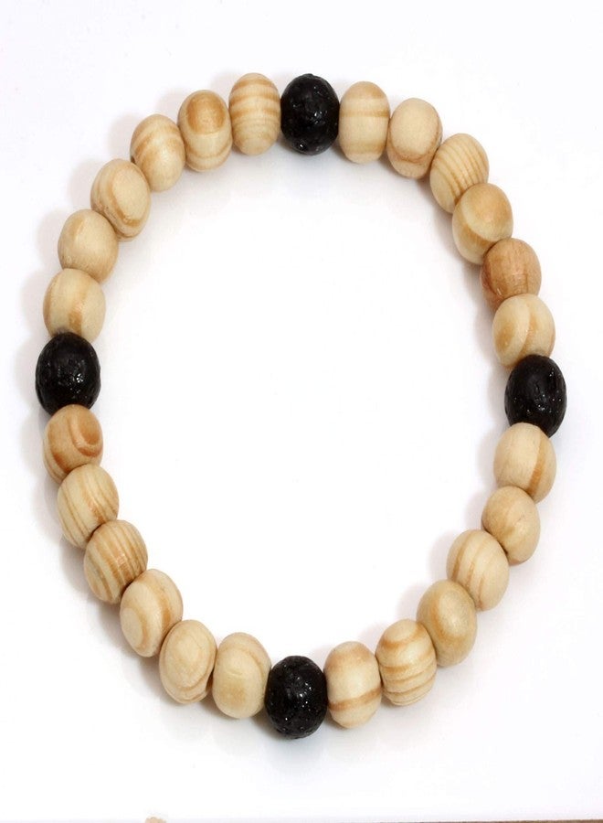 MILAKOO 4Pcs Lava Rock Stone Beads Essential Oil Diffuser Bracelet for Men Women Wood Beads Bracelet - Image 3