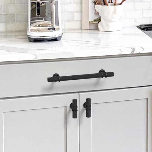 Coinkoly 10 Pack 5128mm Black Knurled Cabinet Handles Kitchen Matte Black Pulls for Cabinets Drawer Pulls Dresser Hardware for Cupboard Bathroom - Image 3