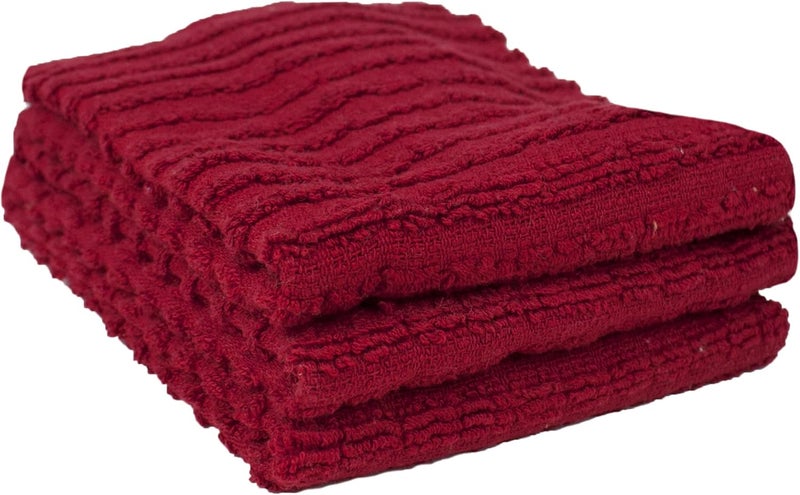 Ritz Royale Collection 100% Combed Terry Cotton, Highly Absorbent, Kitchen Dish Cloth Set, 13-3/4" x 12", 3-Pack, Solid, Paprika Red - Image 1