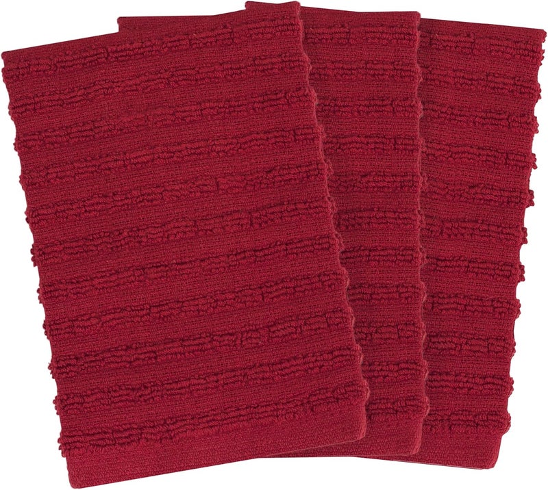 Ritz Royale Collection 100% Combed Terry Cotton, Highly Absorbent, Kitchen Dish Cloth Set, 13-3/4" x 12", 3-Pack, Solid, Paprika Red - Image 2